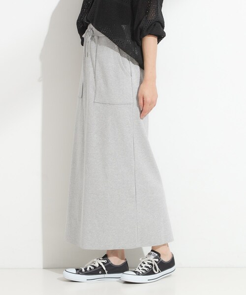 Cutie Blonde（キューティーブロンド）の「【セルフカット可/吸水速乾/抗菌防臭】着回ししやすい カットリブナロースカート（スカート・レディース・ブルー系その他/ライトグレー/ライトイエロー系/ダークブラウン/ブラック/レッド系1・00）」の11枚目の写真