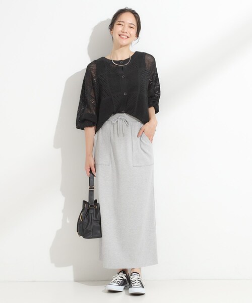 Cutie Blonde（キューティーブロンド）の「【セルフカット可/吸水速乾/抗菌防臭】着回ししやすい カットリブナロースカート（スカート・レディース・ブルー系その他/ライトグレー/ライトイエロー系/ダークブラウン/ブラック/レッド系1・00）」の12枚目の写真