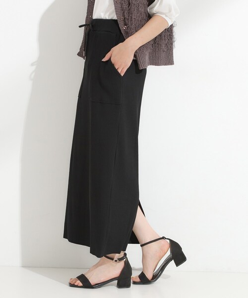 Cutie Blonde（キューティーブロンド）の「【セルフカット可/吸水速乾/抗菌防臭】着回ししやすい カットリブナロースカート（スカート・レディース・ブルー系その他/ライトグレー/ライトイエロー系/ダークブラウン/ブラック/レッド系1・00）」の15枚目の写真