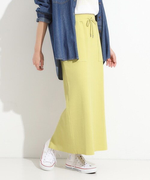 Cutie Blonde（キューティーブロンド）の「【セルフカット可/吸水速乾/抗菌防臭】着回ししやすい カットリブナロースカート（スカート・レディース・ブルー系その他/ライトグレー/ライトイエロー系/ダークブラウン/ブラック/レッド系1・00）」の19枚目の写真