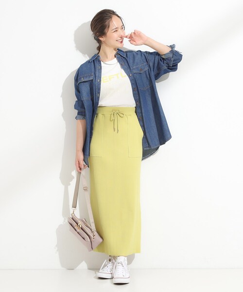 Cutie Blonde（キューティーブロンド）の「【セルフカット可/吸水速乾/抗菌防臭】着回ししやすい カットリブナロースカート（スカート・レディース・ブルー系その他/ライトグレー/ライトイエロー系/ダークブラウン/ブラック/レッド系1・00）」の20枚目の写真