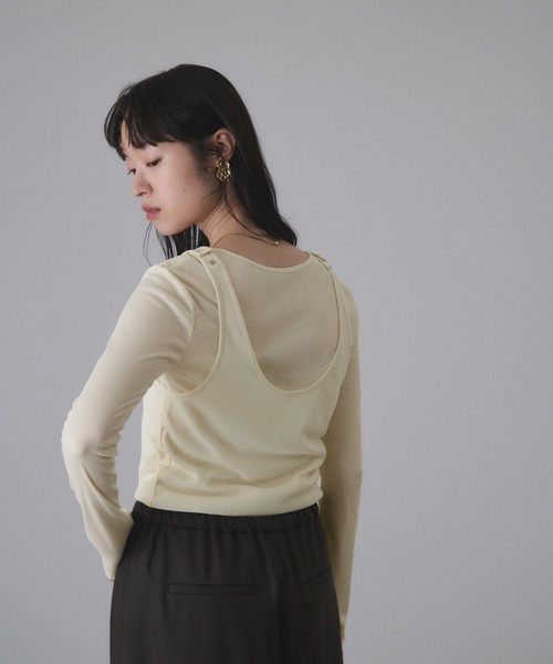 ADAM ET ROPE'(アダムエロペ)の「【サステナブル】タンクレイヤードトップス(Tシャツ/カットソー・レディース・チャコールグレー/オフホワイト・FREE)」の12枚目の写真