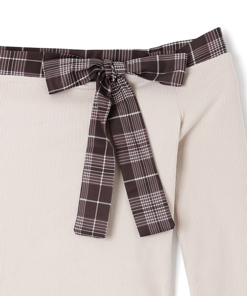 M DOLLY（エムドリー）の「check bella ribbon tops / チェックベッラリボントップス（Tシャツ/カットソー・レディース・ベージュ/ブラック・FREE）」の18枚目の写真