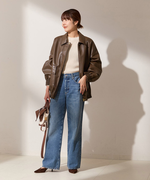 journal standard L'essage(ジャーナルスタンダードレサージュ)の「シンセティックレザーブルゾン(その他アウター・レディース・ブラック/ブラウン・FREE)」の7枚目の写真