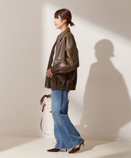 journal standard L'essage(ジャーナルスタンダードレサージュ)の「シンセティックレザーブルゾン(その他アウター・レディース・ブラック/ブラウン・FREE)」の8枚目の写真