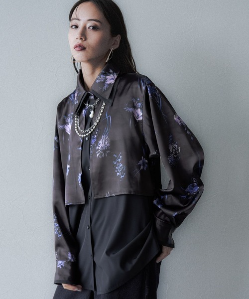 HARE(ハレ)の「Autumnflowerレイヤードデザインシャツ(HARE)(シャツ/ブラウス・レディース・レッド/ブルーパープル・FREE)」の1枚目の写真