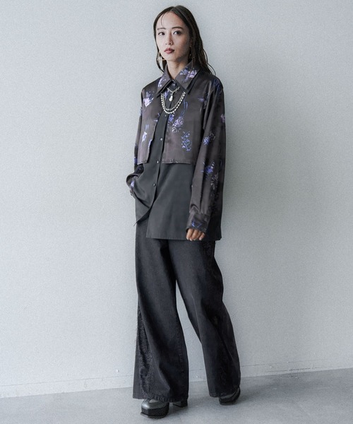 HARE(ハレ)の「Autumnflowerレイヤードデザインシャツ(HARE)(シャツ/ブラウス・レディース・レッド/ブルーパープル・FREE)」の6枚目の写真