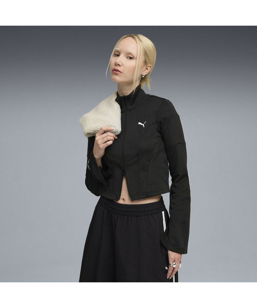 PUMA（プーマ）の「PUMA プーマ ウィメンズ デア トゥ スリム クロップドトラック ジャケット（ジャージ・レディース・ブラック/イエロー・SMALL/MEDIUM/LARGE/X-LARGE）」の2枚目の写真