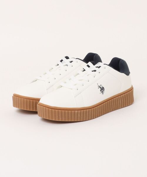 U.S. POLO ASSN.(ユーエスポロアッスン)の「【U.S. POLO ASSN./ユーエスポロアッスン】【上質なPUレザーの高級感】厚底ボリュームソール ワンポイント ローカットスニーカー(スニーカー・メンズ・ブラック/ホワイト/ネイビー・25cm/25.5cm/26cm/26.5cm/27cm)」の3枚目の写真