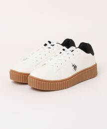 【U.S. POLO ASSN./ユーエスポロアッスン】【上質なPUレザーの高級感】厚底ボリュームソール ワンポイント ローカットスニーカー