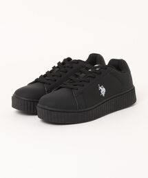 【U.S. POLO ASSN./ユーエスポロアッスン】【上質なPUレザーの高級感】厚底ボリュームソール ワンポイント ローカットスニーカー