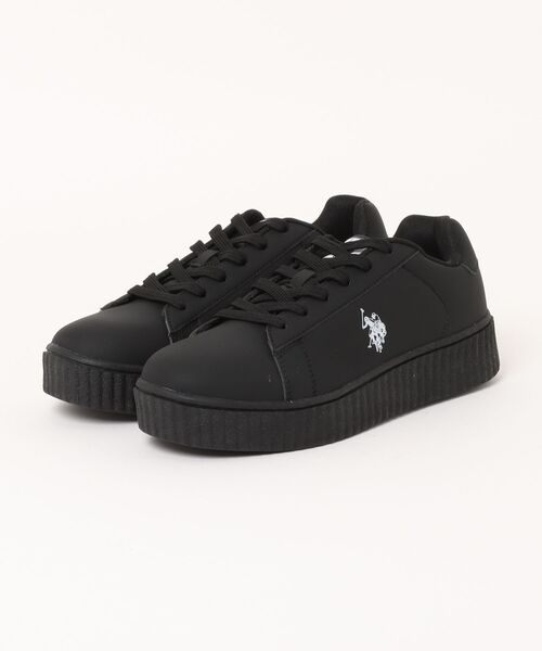 U.S. POLO ASSN.(ユーエスポロアッスン)の「【U.S. POLO ASSN./ユーエスポロアッスン】【上質なPUレザーの高級感】厚底ボリュームソール ワンポイント ローカットスニーカー(スニーカー・メンズ・ブラック/ホワイト/ネイビー・25cm/25.5cm/26cm/26.5cm/27cm)」の1枚目の写真