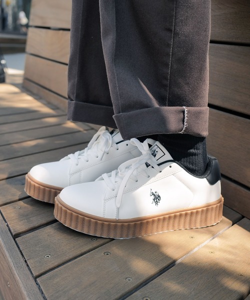 U.S. POLO ASSN.(ユーエスポロアッスン)の「【U.S. POLO ASSN./ユーエスポロアッスン】【上質なPUレザーの高級感】厚底ボリュームソール ワンポイント ローカットスニーカー(スニーカー・メンズ・ブラック/ホワイト/ネイビー・25cm/25.5cm/26cm/26.5cm/27cm)」の21枚目の写真