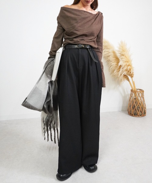 gossara（ゴサラ）の「ドレープオフショルPO（ニット/セーター・レディース・ブラウン/杢グレー/アイボリー・FREE）」の8枚目の写真