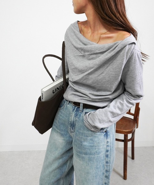 gossara（ゴサラ）の「ドレープオフショルPO（ニット/セーター・レディース・ブラウン/杢グレー/アイボリー・FREE）」の9枚目の写真