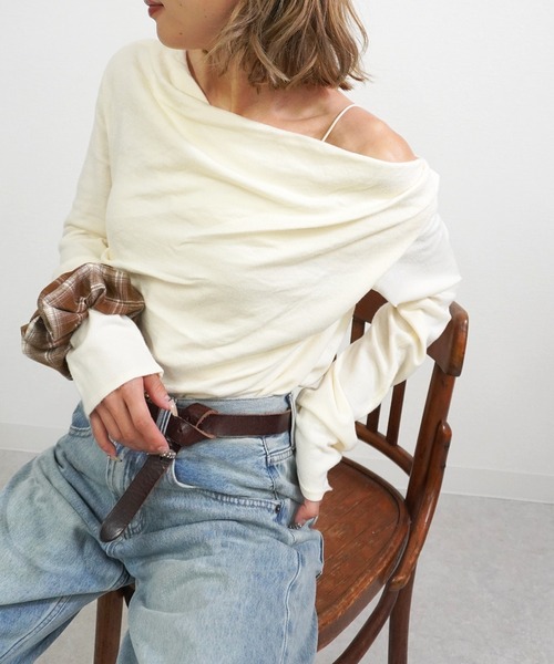 gossara（ゴサラ）の「ドレープオフショルPO（ニット/セーター・レディース・ブラウン/杢グレー/アイボリー・FREE）」の14枚目の写真