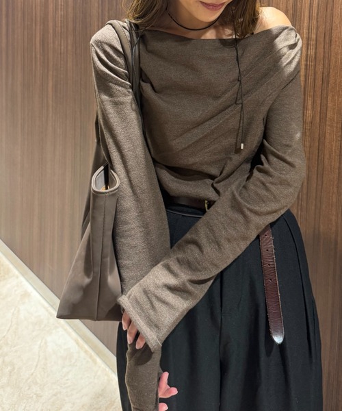 gossara（ゴサラ）の「ドレープオフショルPO（ニット/セーター・レディース・ブラウン/杢グレー/アイボリー・FREE）」の18枚目の写真