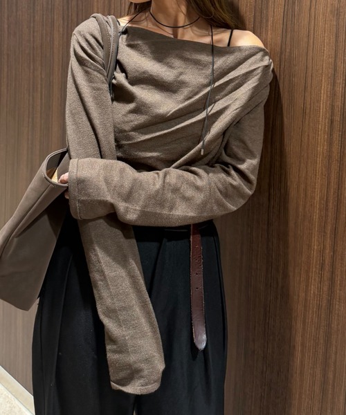 gossara（ゴサラ）の「ドレープオフショルPO（ニット/セーター・レディース・ブラウン/杢グレー/アイボリー・FREE）」の21枚目の写真