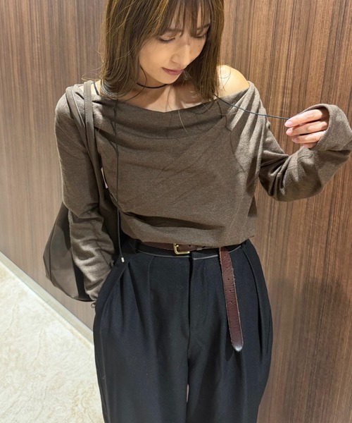 gossara（ゴサラ）の「ドレープオフショルPO（ニット/セーター・レディース・ブラウン/杢グレー/アイボリー・FREE）」の19枚目の写真