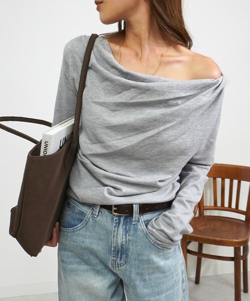 gossara（ゴサラ）の「ドレープオフショルPO（ニット/セーター・レディース・ブラウン/杢グレー/アイボリー・FREE）」の20枚目の写真