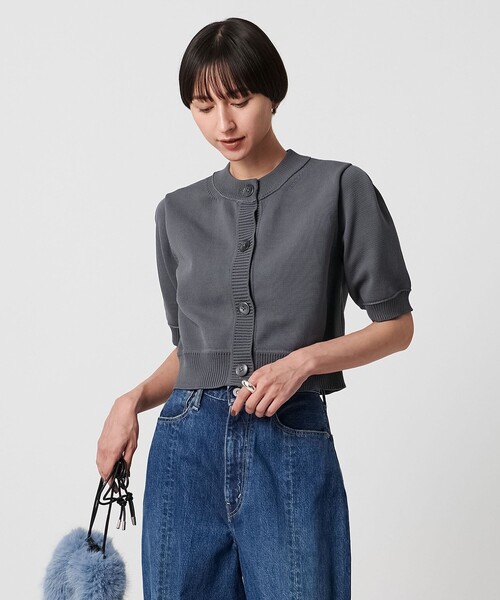 UNITED ARROWS（ユナイテッドアローズ）の「レース レイヤード カーディガン‐ウォッシャブル‐（ニット/セーター・レディース・ブラック/ダークグレー・FREE）」の3枚目の写真