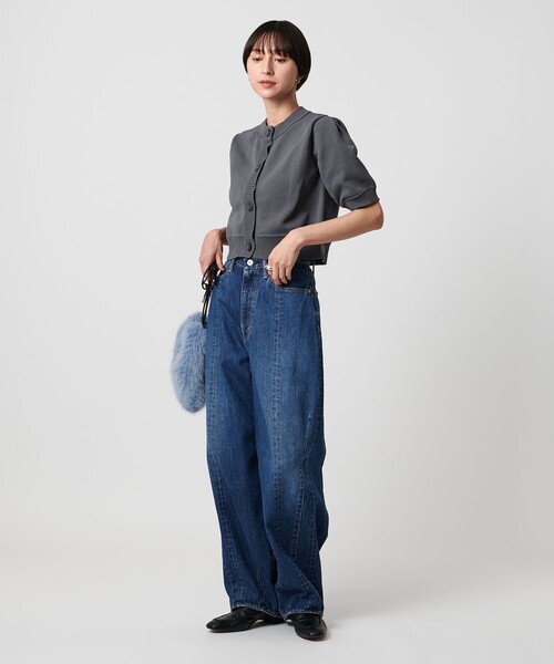 UNITED ARROWS（ユナイテッドアローズ）の「レース レイヤード カーディガン‐ウォッシャブル‐（ニット/セーター・レディース・ブラック/ダークグレー・FREE）」の6枚目の写真