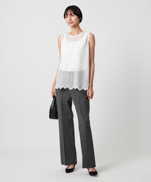 UNITED ARROWS（ユナイテッドアローズ）の「レース レイヤード カーディガン‐ウォッシャブル‐（ニット/セーター・レディース・ブラック/ダークグレー・FREE）」の10枚目の写真