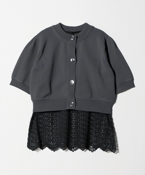 UNITED ARROWS（ユナイテッドアローズ）の「レース レイヤード カーディガン‐ウォッシャブル‐（ニット/セーター・レディース・ブラック/ダークグレー・FREE）」の14枚目の写真