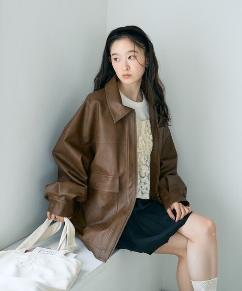 ジャケット・アウター eko セール】【2025AW】フェイクレザージップジャケット（その他アウター