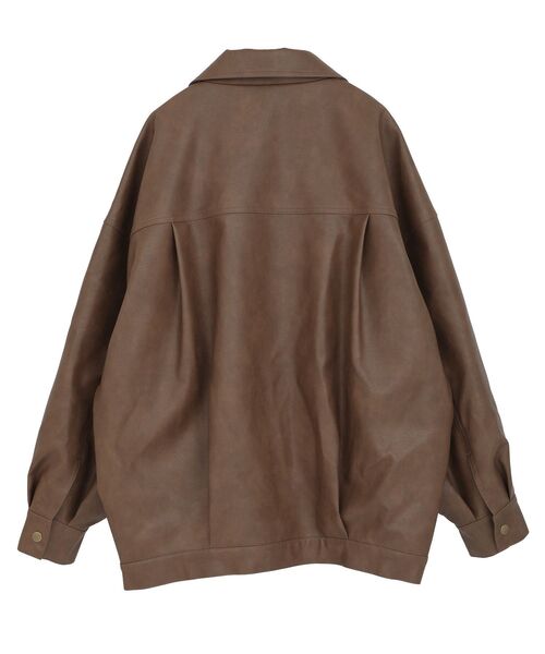 earth music&ecology（アースミュージックアンドエコロジー）の「【2025AW】フェイクレザージップジャケット（その他アウター・レディース・ライトブラウン/ダークブラウン・FREE）」の8枚目の写真