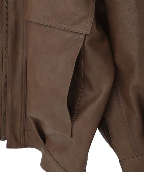 earth music&ecology（アースミュージックアンドエコロジー）の「【2025AW】フェイクレザージップジャケット（その他アウター・レディース・ライトブラウン/ダークブラウン・FREE）」の15枚目の写真