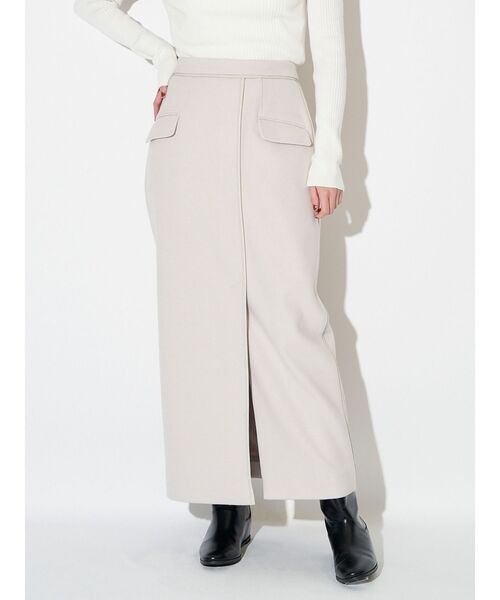 ELENDEEK（エレンディーク）の「パイピングラップスカート（スカート・レディース・アイボリー/ネイビー/グレー・02/01）」の2枚目の写真