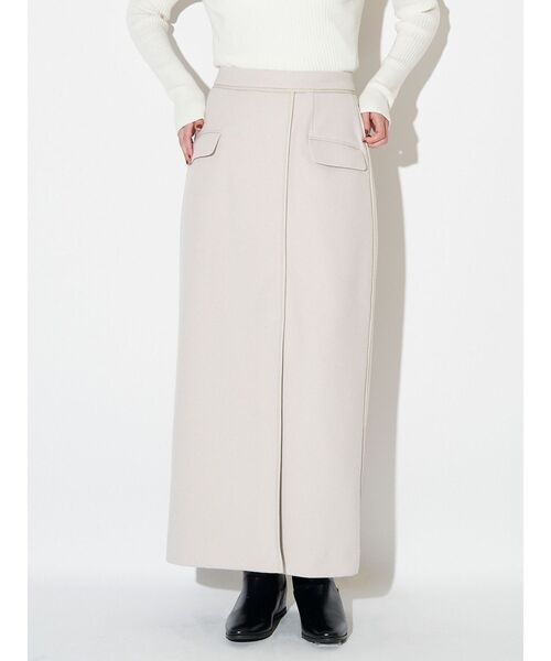 ELENDEEK（エレンディーク）の「パイピングラップスカート（スカート・レディース・アイボリー/ネイビー/グレー・02/01）」の5枚目の写真