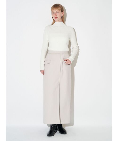 ELENDEEK（エレンディーク）の「パイピングラップスカート（スカート・レディース・アイボリー/ネイビー/グレー・02/01）」の6枚目の写真