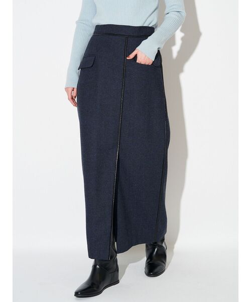 ELENDEEK（エレンディーク）の「パイピングラップスカート（スカート・レディース・アイボリー/ネイビー/グレー・02/01）」の9枚目の写真