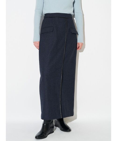 ELENDEEK（エレンディーク）の「パイピングラップスカート（スカート・レディース・アイボリー/ネイビー/グレー・02/01）」の10枚目の写真