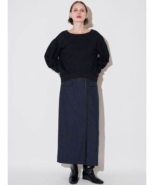 ELENDEEK（エレンディーク）の「パイピングラップスカート（スカート・レディース・アイボリー/ネイビー/グレー・02/01）」の15枚目の写真