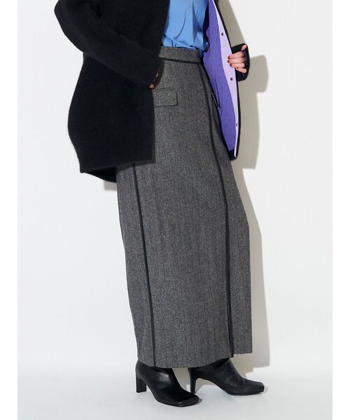 ELENDEEK（エレンディーク）の「パイピングラップスカート（スカート・レディース・アイボリー/ネイビー/グレー・02/01）」の17枚目の写真