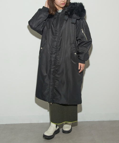 upperhights(アッパーハイツ)の「【upper hights】THE U-2 LONG HOODIE ミリタリーロングコート(モッズコート・レディース・ブラック/グレイッシュベージュ・0/1)」の5枚目の写真