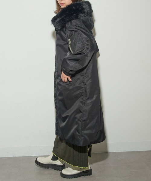 upperhights(アッパーハイツ)の「【upper hights】THE U-2 LONG HOODIE ミリタリーロングコート(モッズコート・レディース・ブラック/グレイッシュベージュ・0/1)」の6枚目の写真