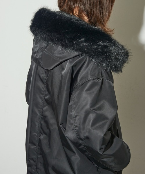 upperhights(アッパーハイツ)の「【upper hights】THE U-2 LONG HOODIE ミリタリーロングコート(モッズコート・レディース・ブラック/グレイッシュベージュ・0/1)」の8枚目の写真