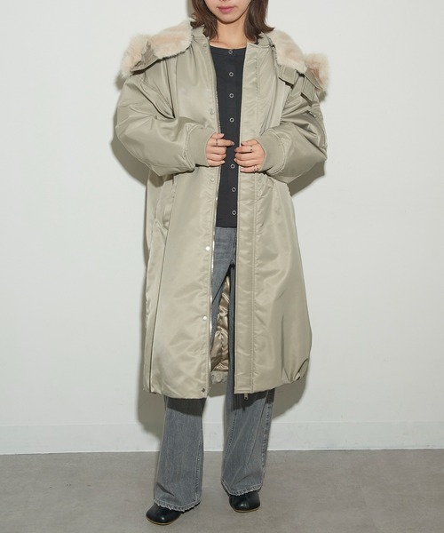 upperhights(アッパーハイツ)の「【upper hights】THE U-2 LONG HOODIE ミリタリーロングコート(モッズコート・レディース・ブラック/グレイッシュベージュ・0/1)」の20枚目の写真