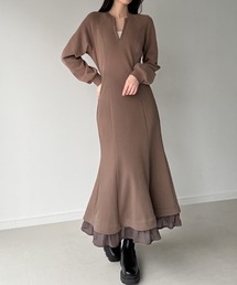 裏起毛レイヤードデザインマーメイドワンピース