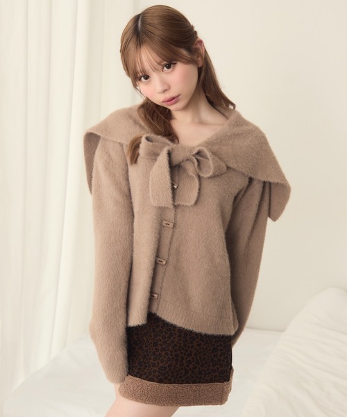 TITTY&CO.（ティティーアンドコー）の「セーラーカラーカーディガン（カーディガン/ボレロ・レディース・ブラウン/ベージュ/ピンク/アイボリー/ブルー・FREE）」の2枚目の写真