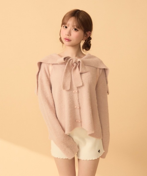 TITTY&CO.（ティティーアンドコー）の「セーラーカラーカーディガン（カーディガン/ボレロ・レディース・ブラウン/ベージュ/ピンク/アイボリー/ブルー・FREE）」の5枚目の写真