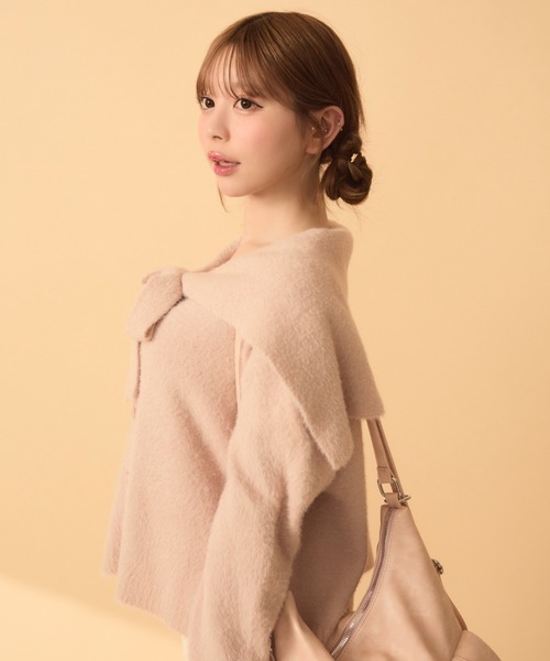 TITTY&CO.（ティティーアンドコー）の「セーラーカラーカーディガン（カーディガン/ボレロ・レディース・ブラウン/ベージュ/ピンク/アイボリー/ブルー・FREE）」の7枚目の写真