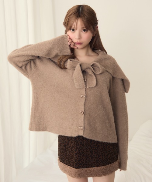 TITTY&CO.（ティティーアンドコー）の「セーラーカラーカーディガン（カーディガン/ボレロ・レディース・ブラウン/ベージュ/ピンク/アイボリー/ブルー・FREE）」の8枚目の写真