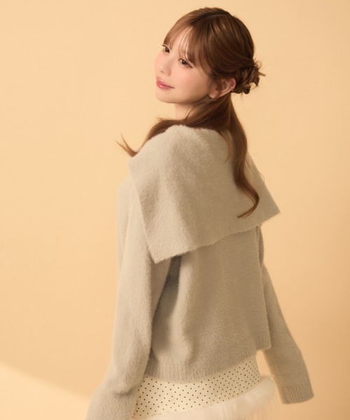 TITTY&CO.（ティティーアンドコー）の「セーラーカラーカーディガン（カーディガン/ボレロ・レディース・ブラウン/ベージュ/ピンク/アイボリー/ブルー・FREE）」の12枚目の写真