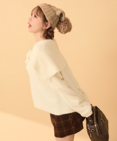 TITTY&CO.（ティティーアンドコー）の「セーラーカラーカーディガン（カーディガン/ボレロ・レディース・ブラウン/ベージュ/ピンク/アイボリー/ブルー・FREE）」の18枚目の写真