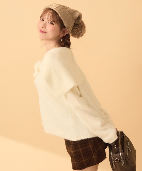 TITTY&CO.（ティティーアンドコー）の「セーラーカラーカーディガン（カーディガン/ボレロ・レディース・ブラウン/ベージュ/ピンク/アイボリー/ブルー・FREE）」の20枚目の写真